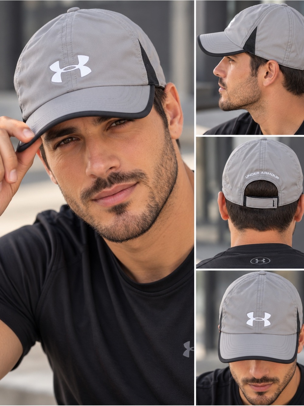Under Armour Men’s Gray Black Performance Adjustable Running Hat Cap NEW